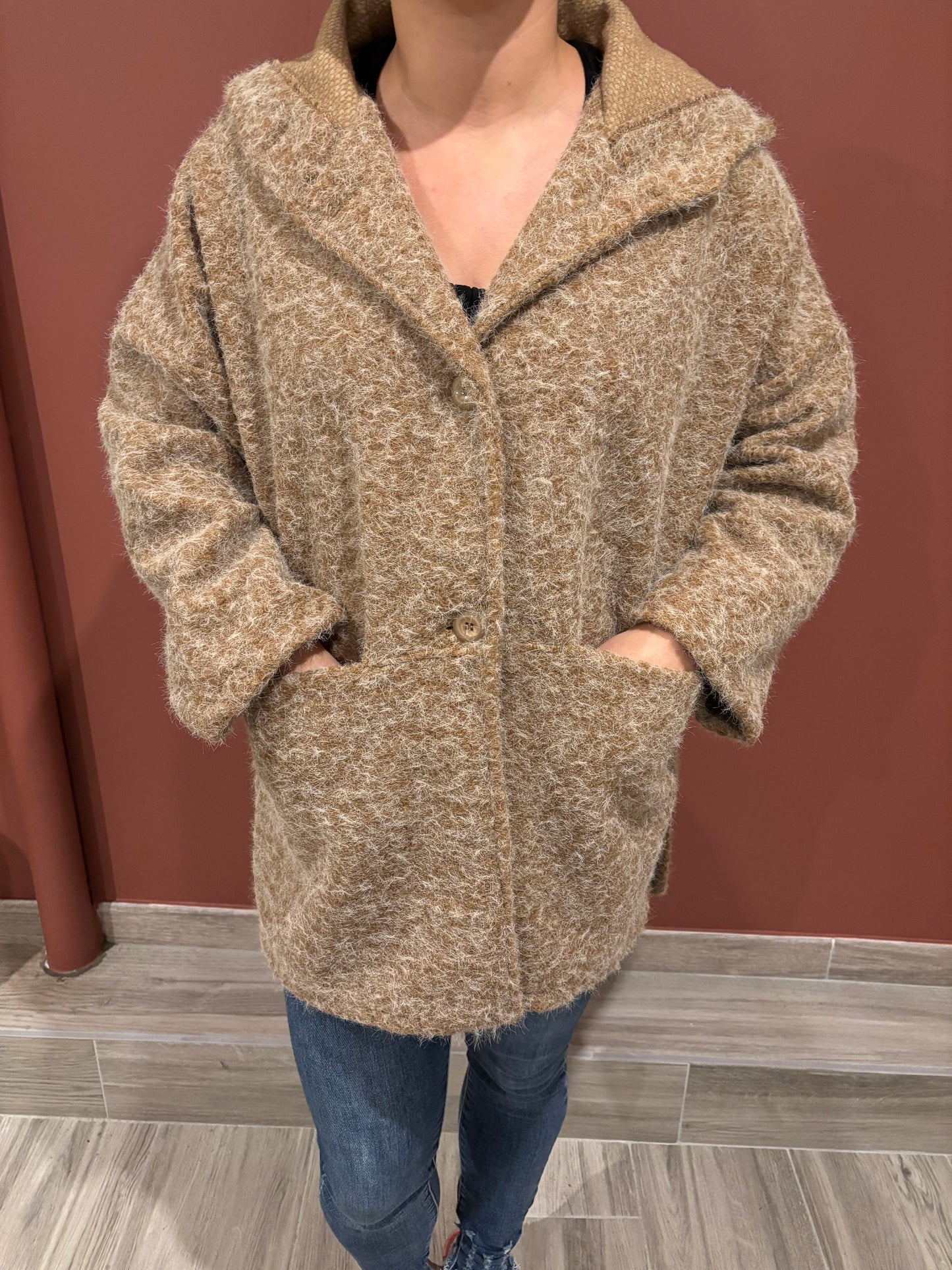 Manteau capuche camel