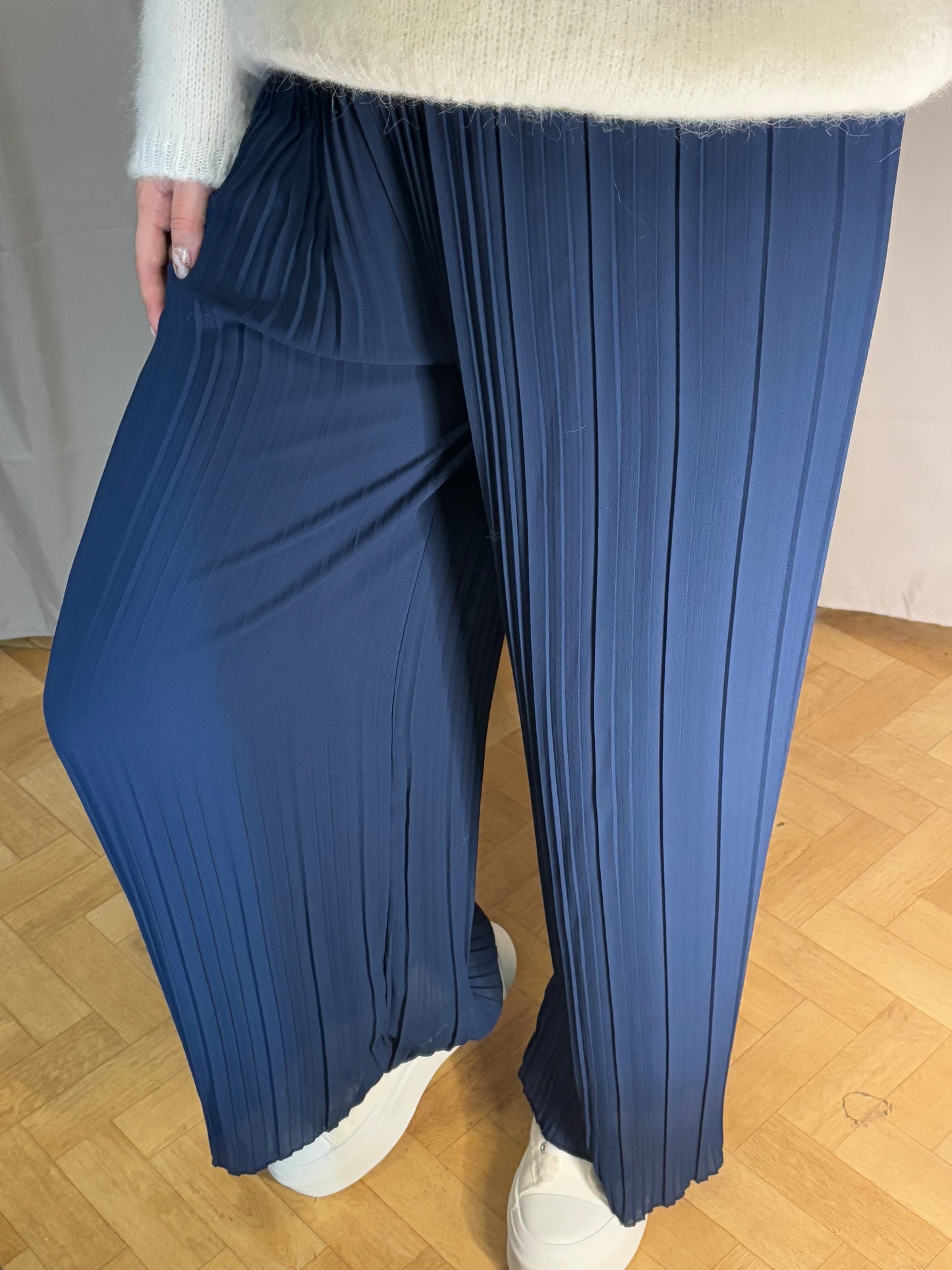 Pantalon plissé marine