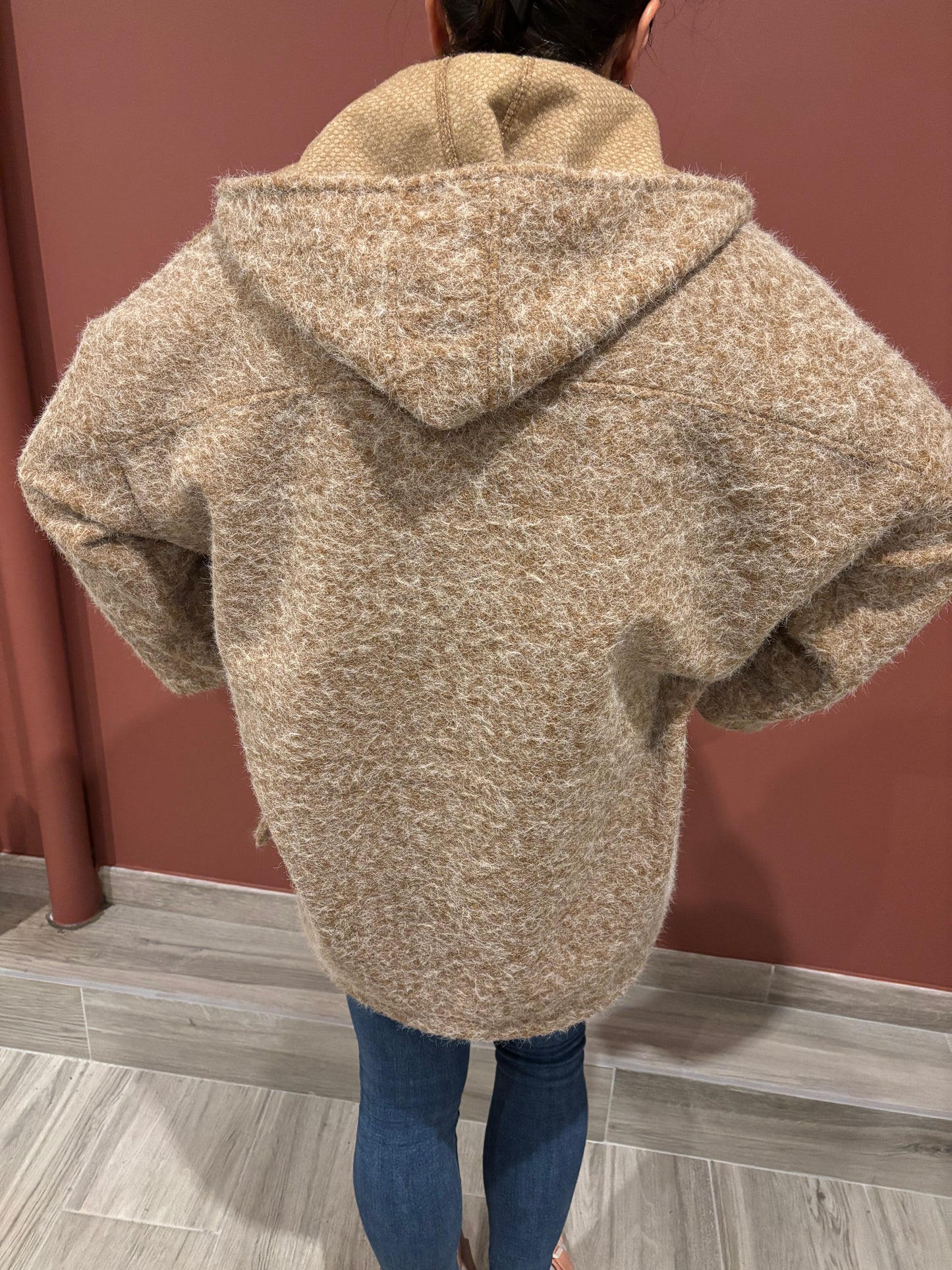 Manteau capuche camel