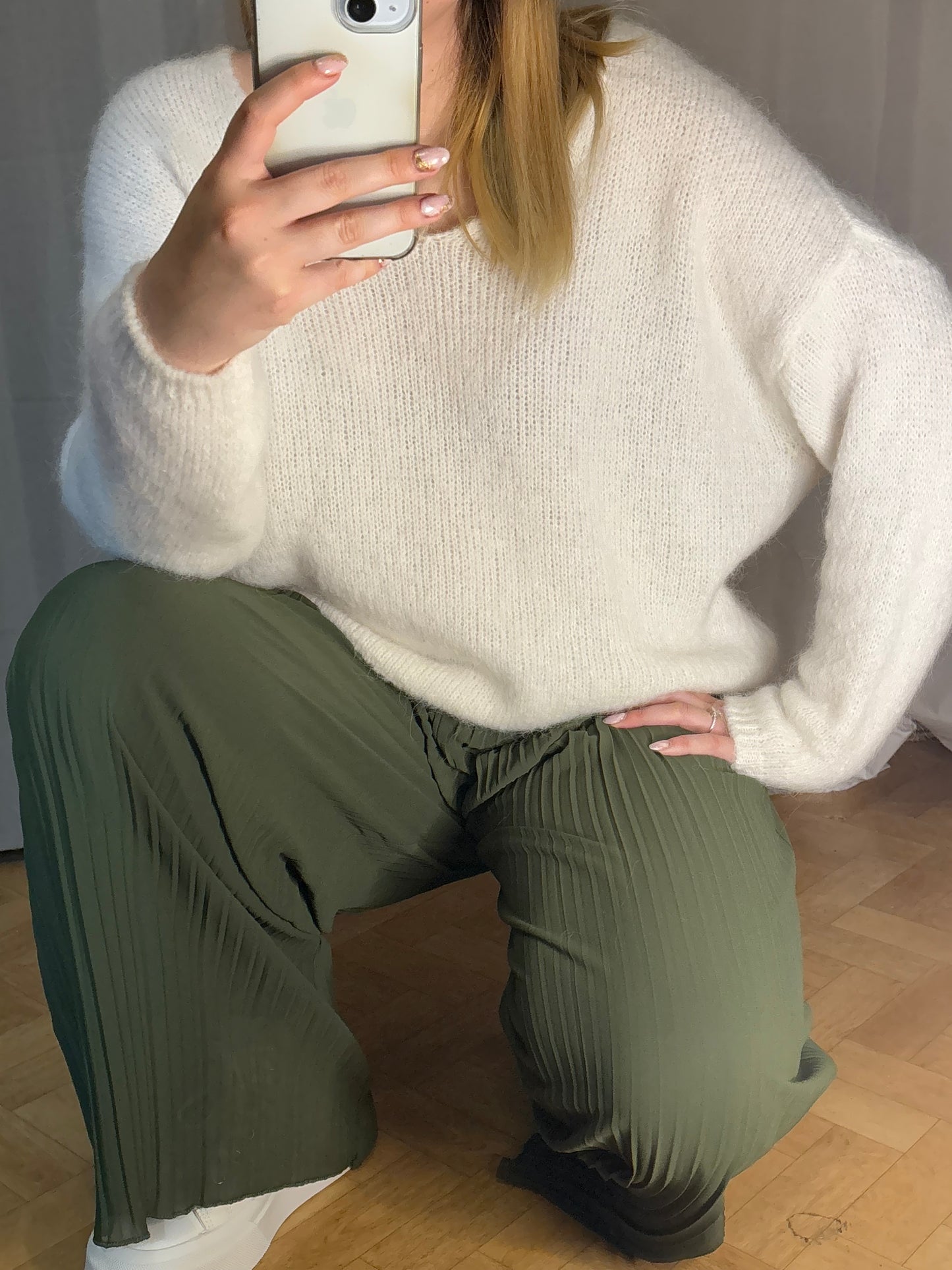 Pantalon plissé kaki