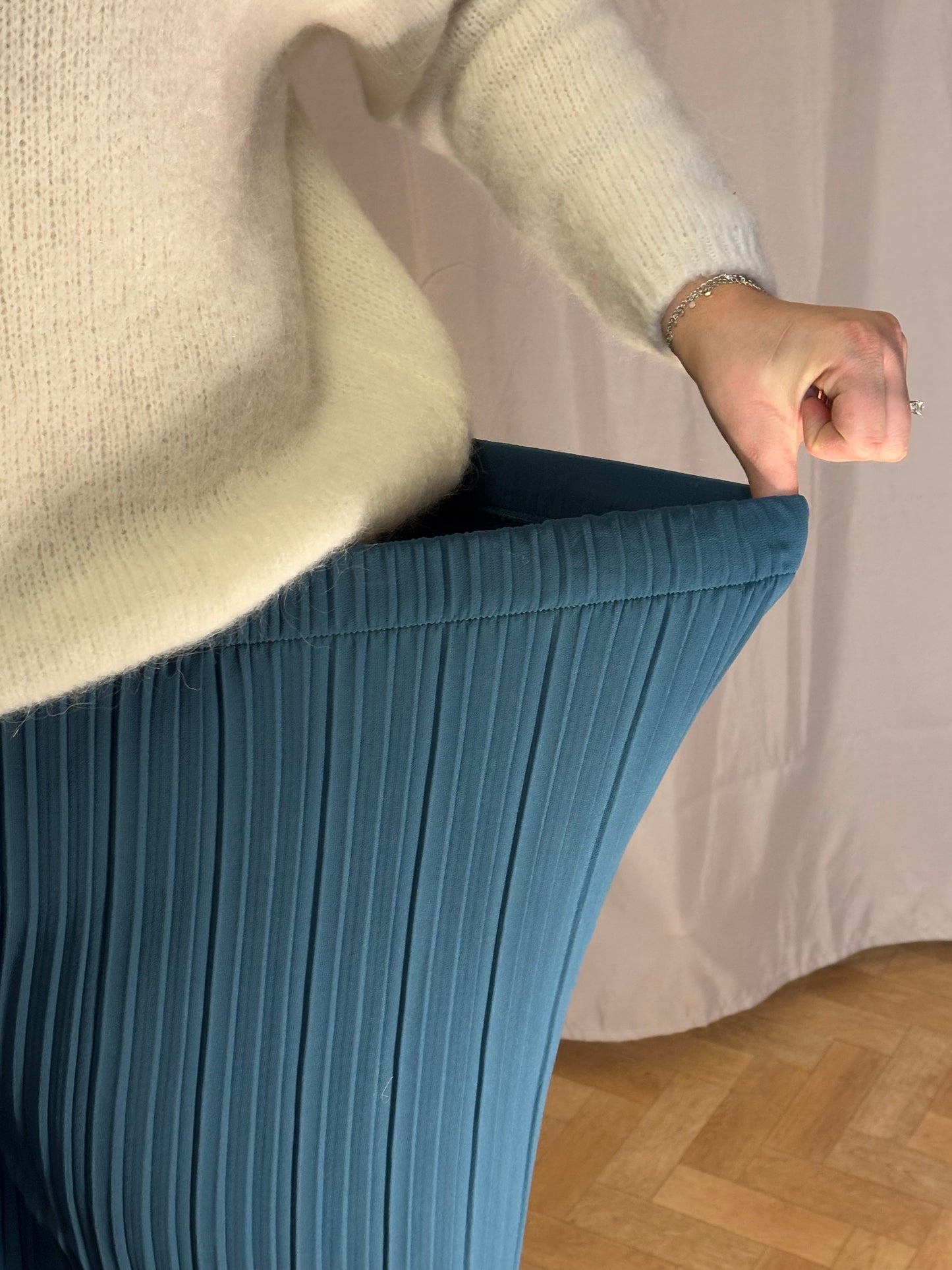 Pantalon plissée bleu pétrole
