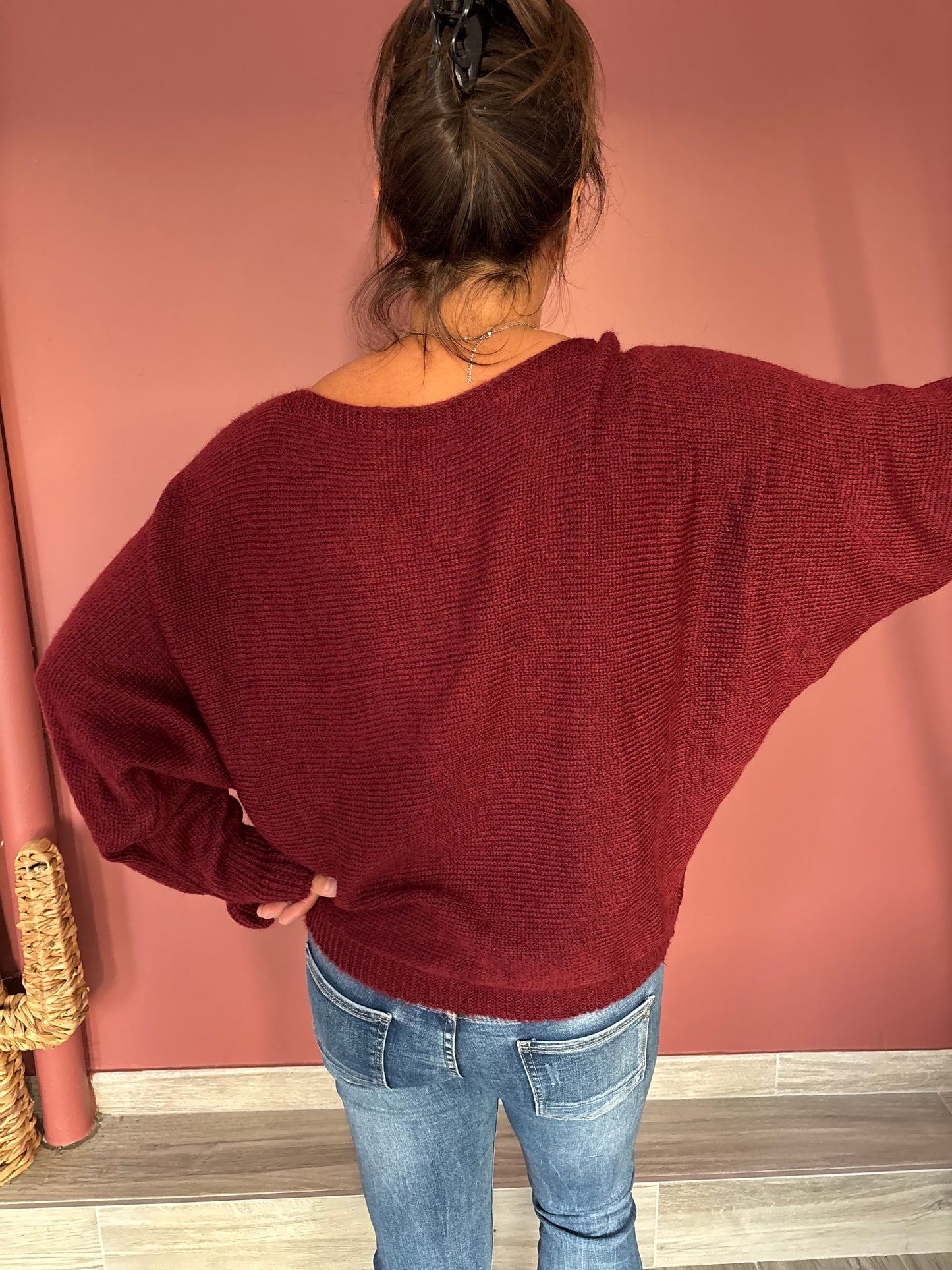 Pull en laine bordeaux