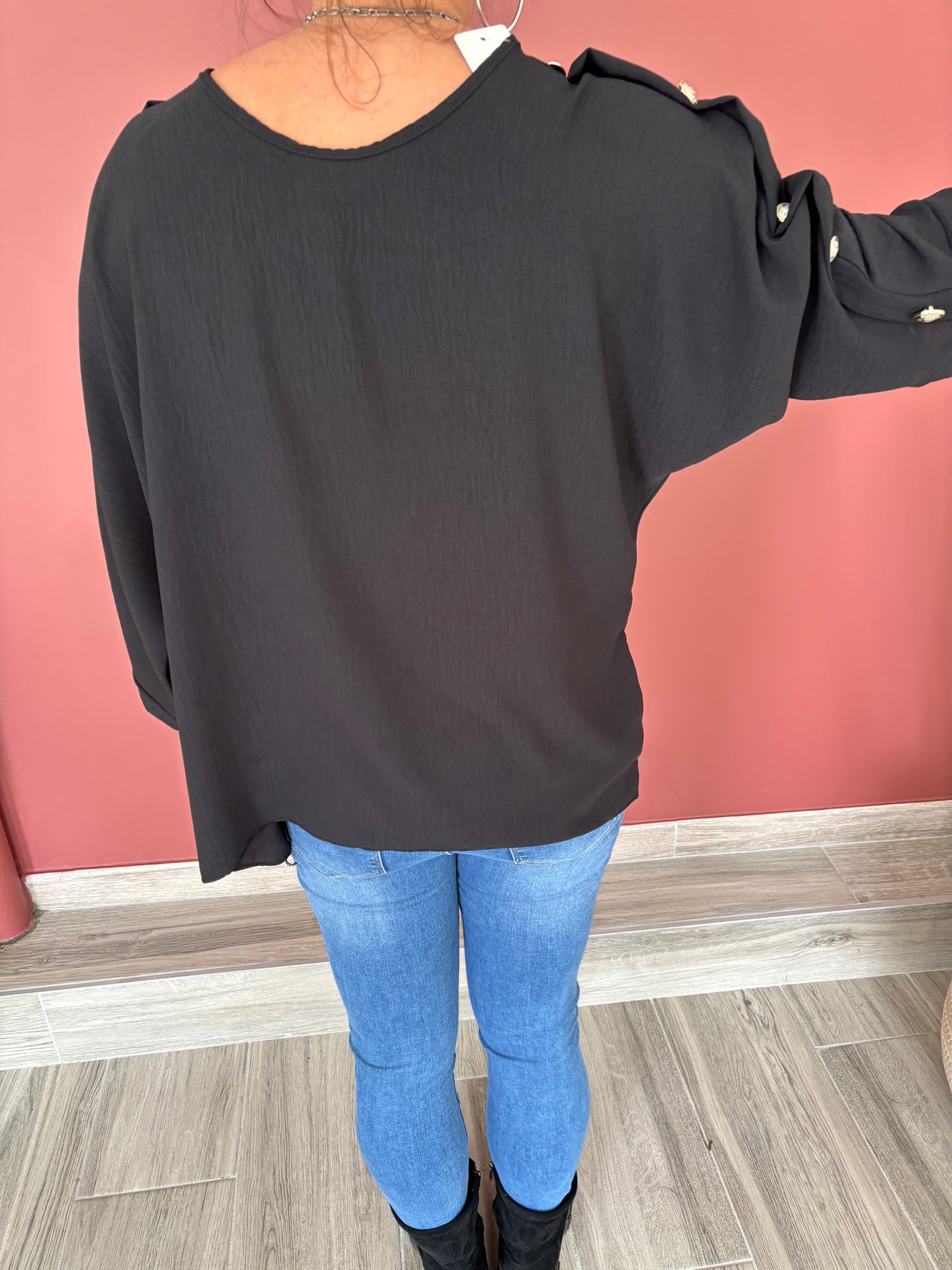 Blouse boutons noir