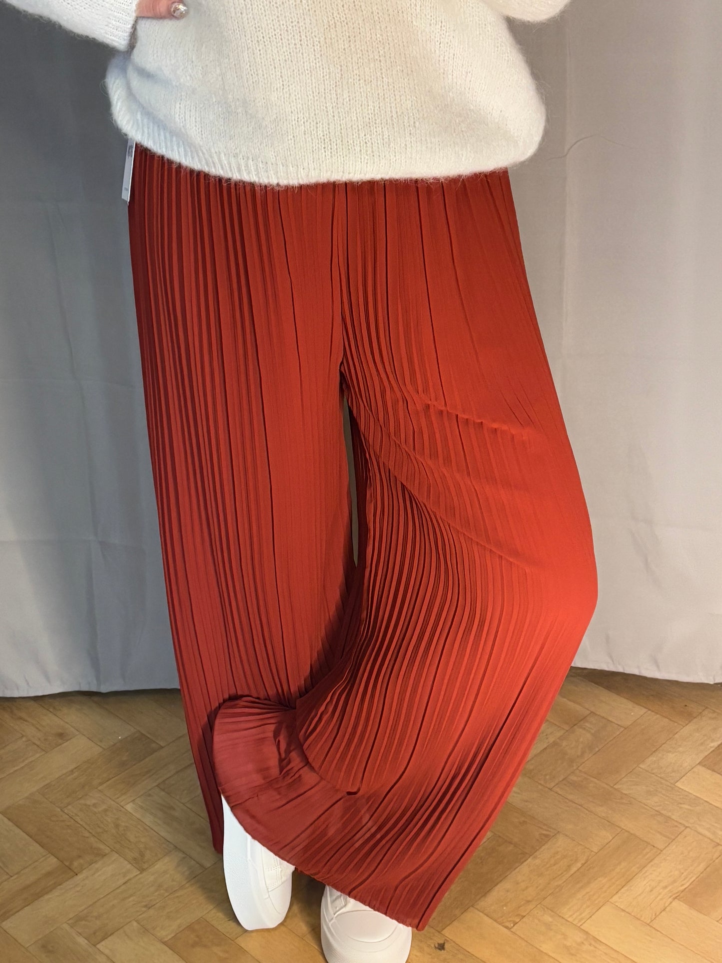 Pantalon plissé terracota