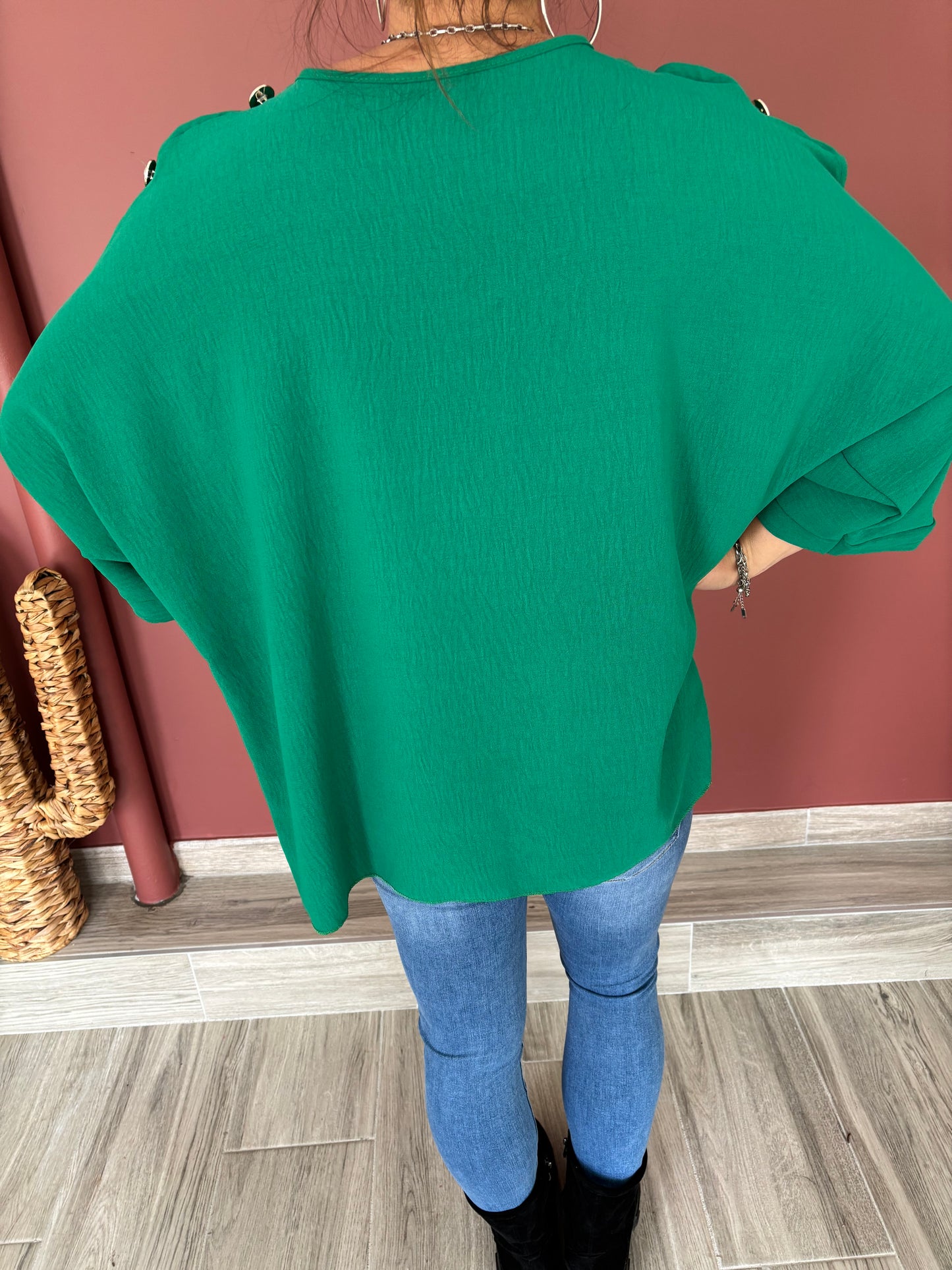 Blouse boutons verte