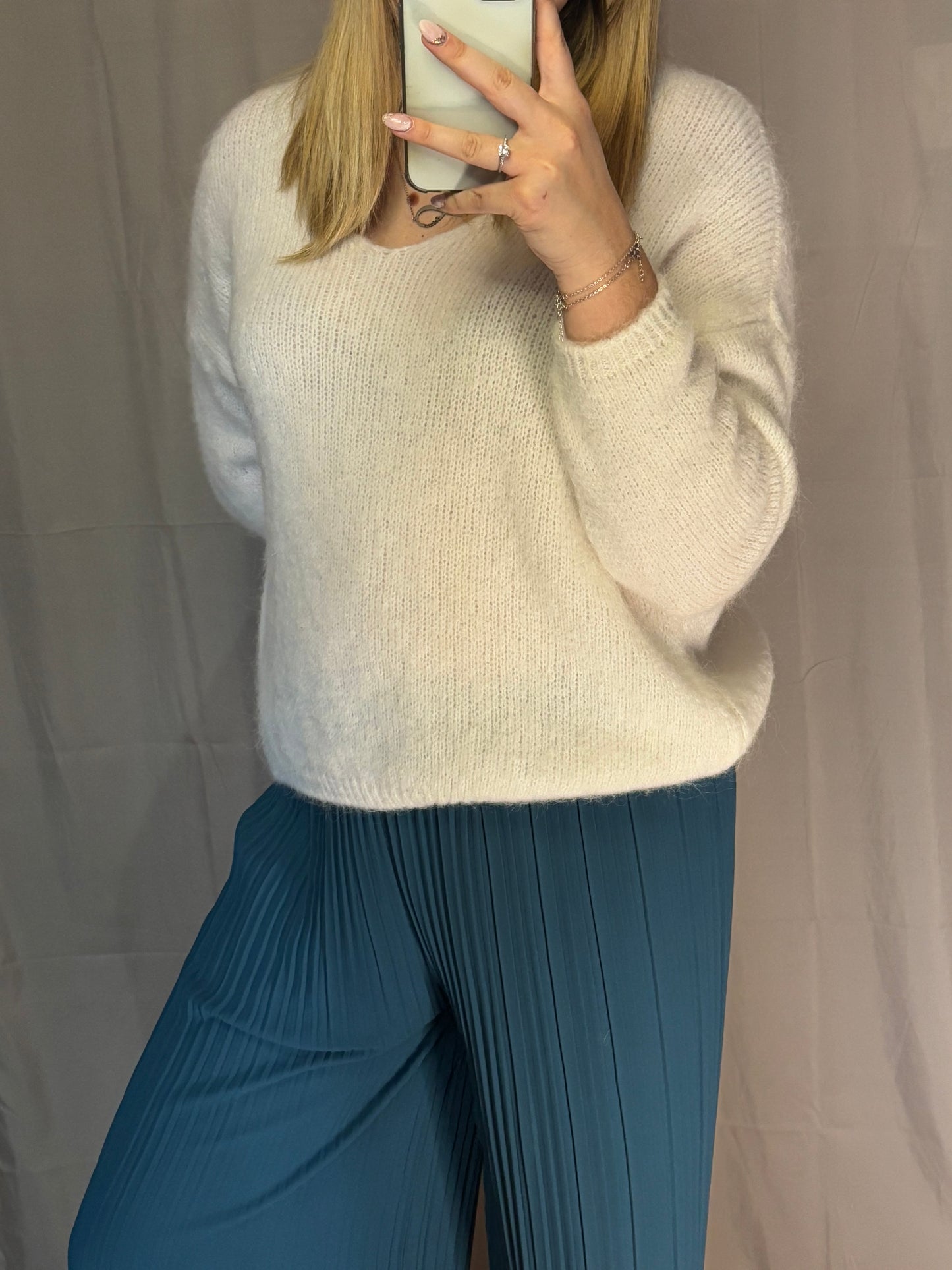 Pantalon plissée bleu pétrole