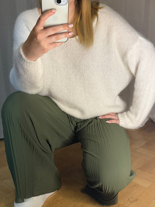 Pantalon plissé kaki