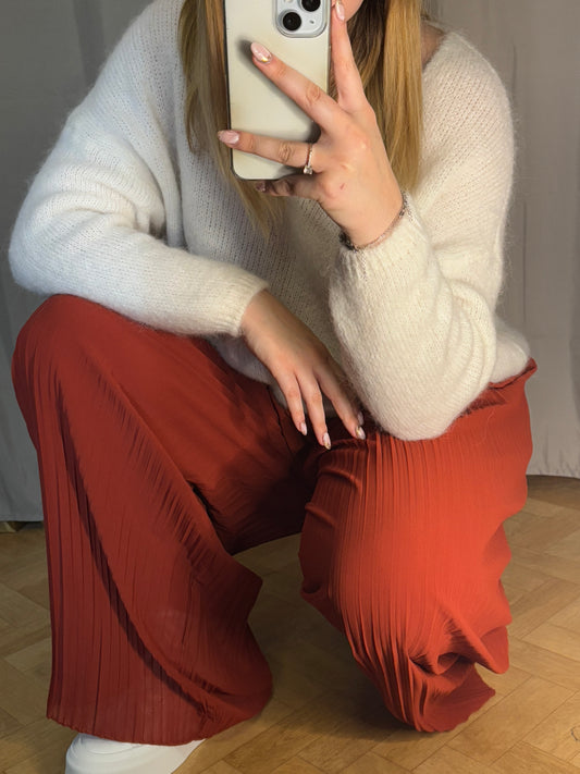 Pantalon plissé terracota