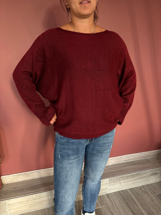 Pull en laine bordeaux