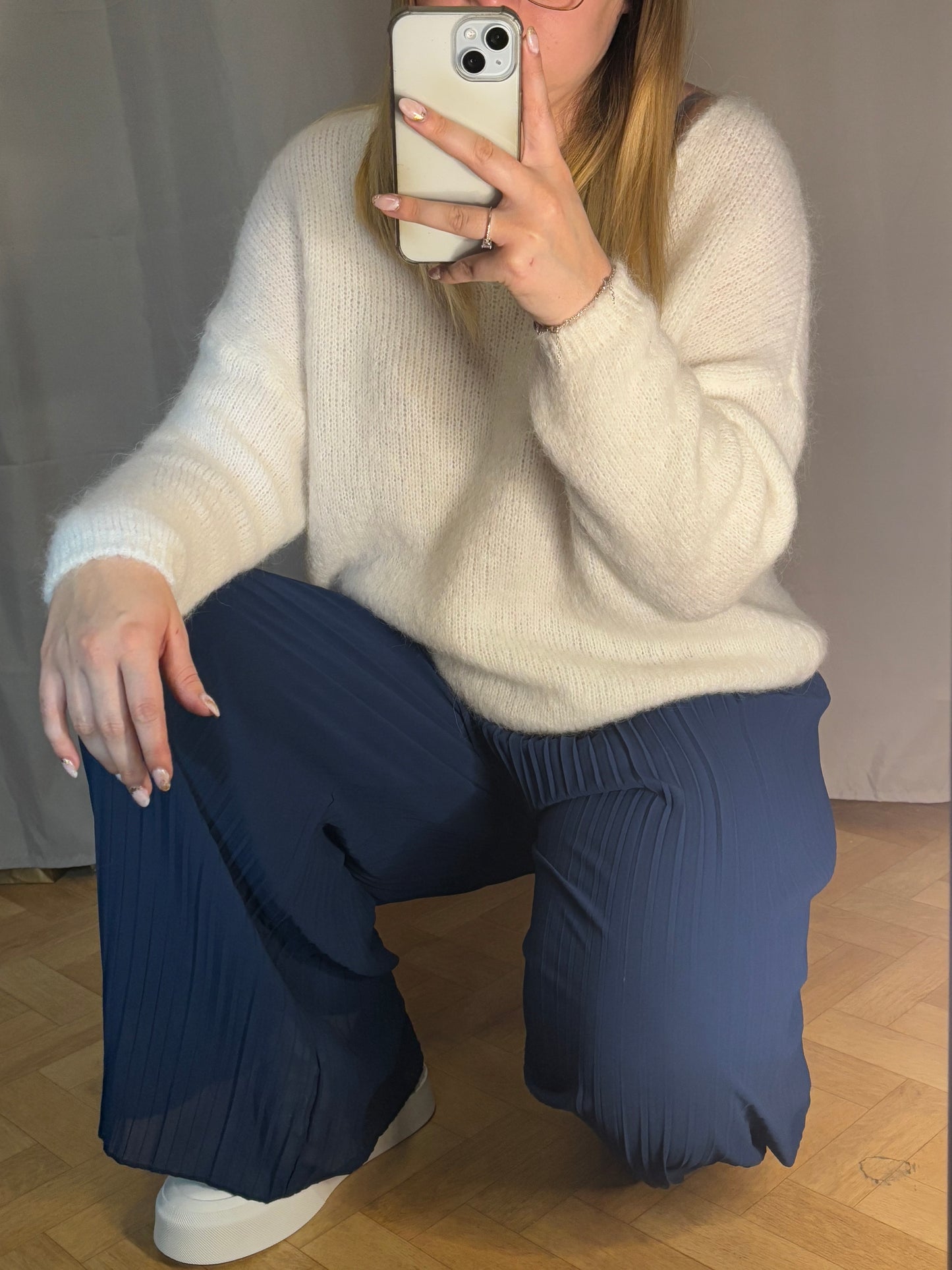 Pantalon plissé marine
