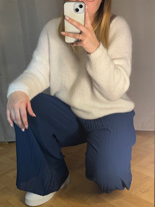 Pantalon plissé marine