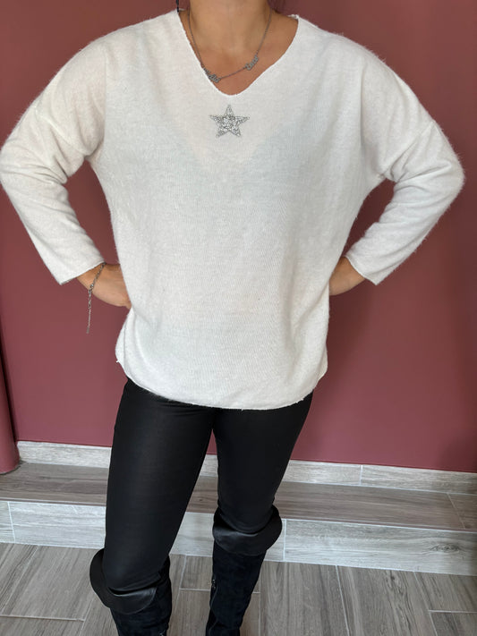 Pull étoile blanc