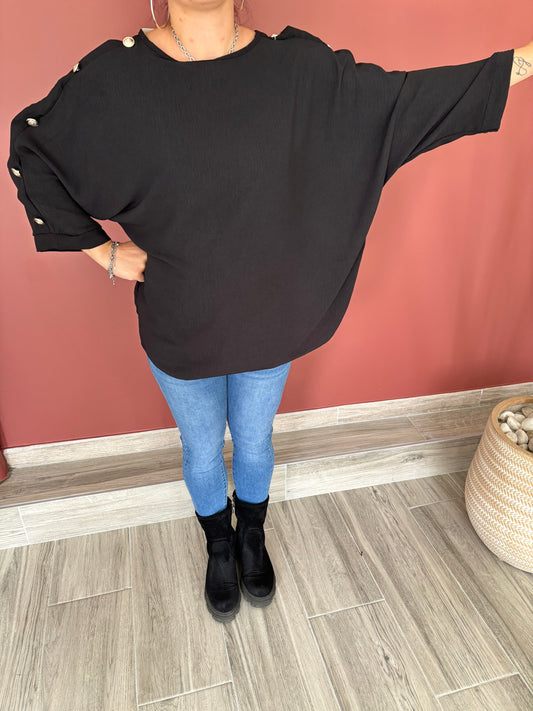 Blouse boutons noir