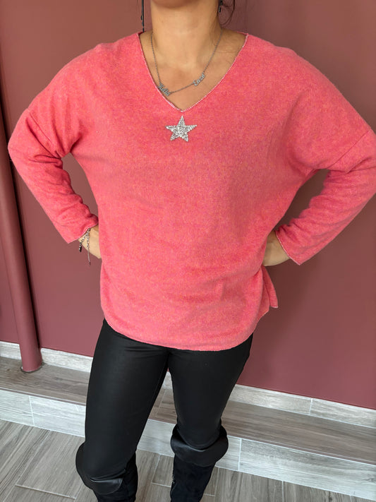 Pull étoile Corail